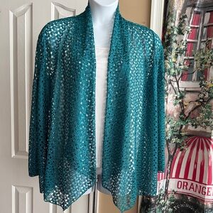 Teal Open Lace Cardigan